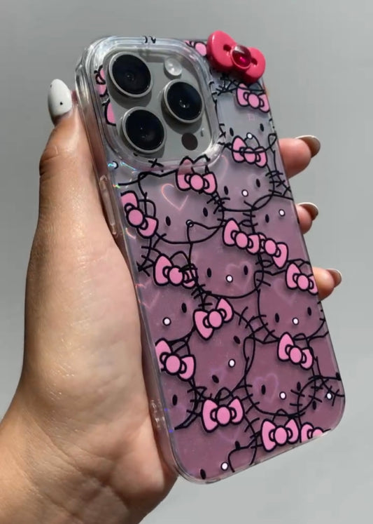 Case Hello Kitty + corazones holograficos 💖