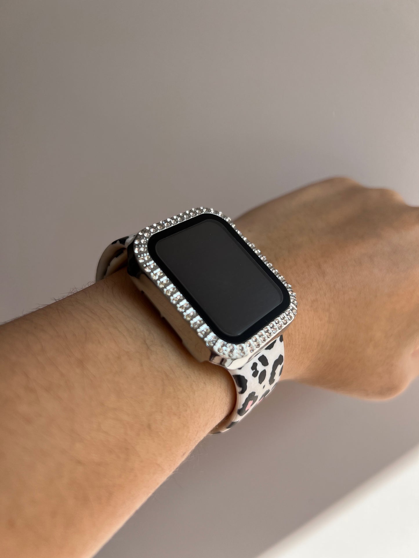 Protectores AppleWatch con brillos, Plateado ⌚️