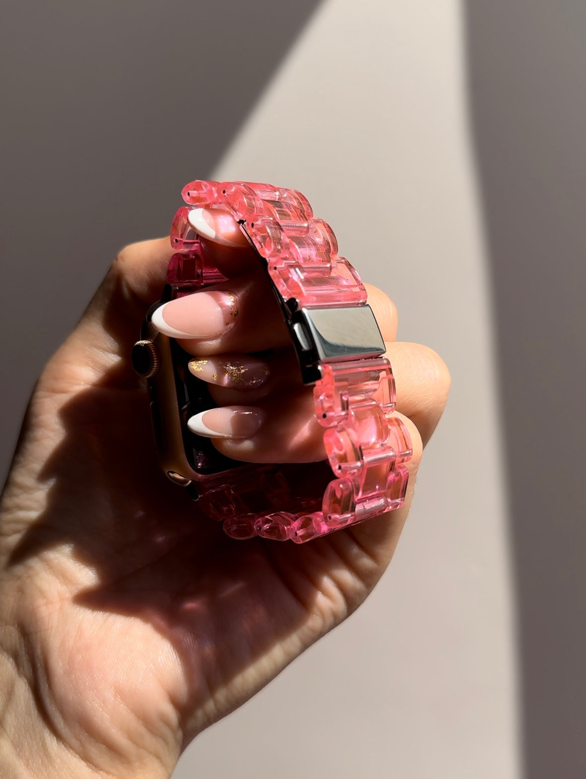 Correa eslabón rosado transparente ⌚️