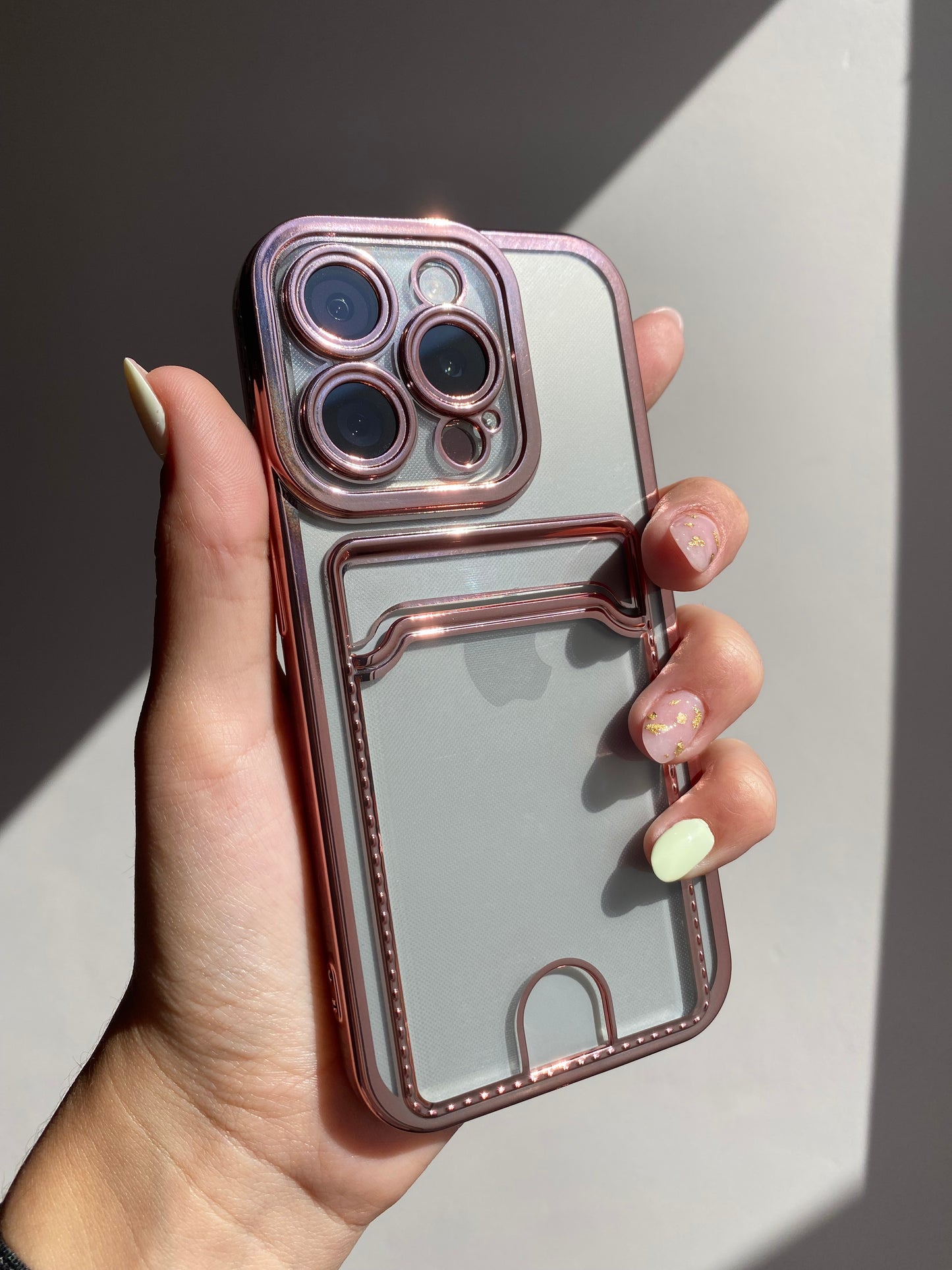 Carcasa con tarjetero (rose gold)💞