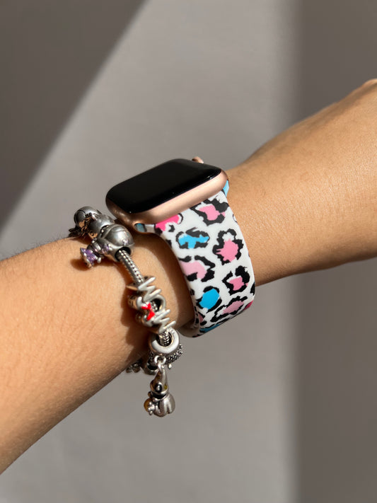 Correa AppleWatch animal print rosado/celeste 🩵